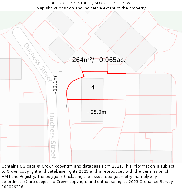 4, DUCHESS STREET, SLOUGH, SL1 5TW: Plot and title map