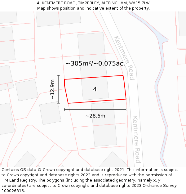 4, KENTMERE ROAD, TIMPERLEY, ALTRINCHAM, WA15 7LW: Plot and title map