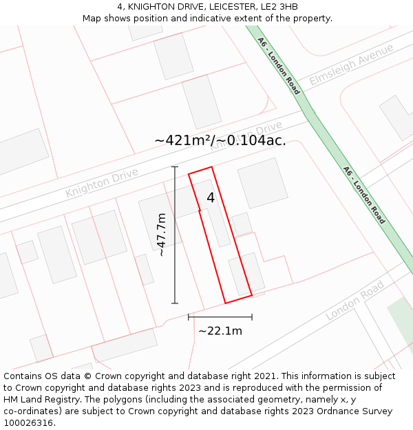 4, KNIGHTON DRIVE, LEICESTER, LE2 3HB: Plot and title map