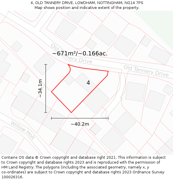 4, OLD TANNERY DRIVE, LOWDHAM, NOTTINGHAM, NG14 7PS: Plot and title map