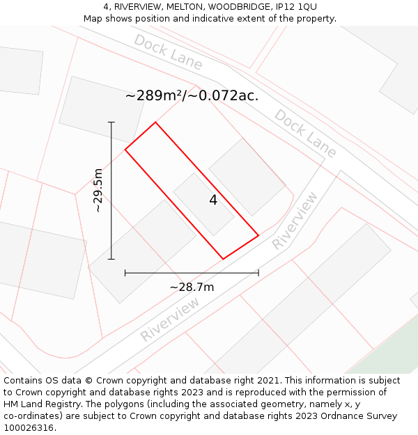 4, RIVERVIEW, MELTON, WOODBRIDGE, IP12 1QU: Plot and title map