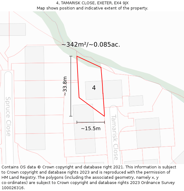 4, TAMARISK CLOSE, EXETER, EX4 9JX: Plot and title map