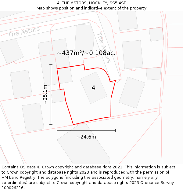 4, THE ASTORS, HOCKLEY, SS5 4SB: Plot and title map