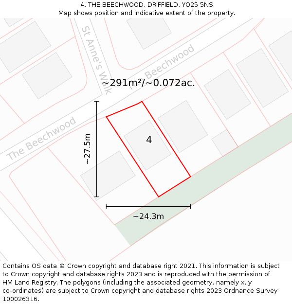 4, THE BEECHWOOD, DRIFFIELD, YO25 5NS: Plot and title map