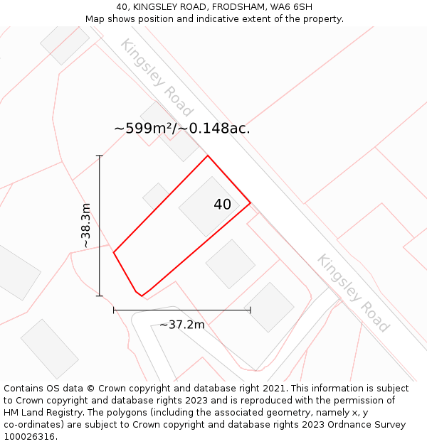 40, KINGSLEY ROAD, FRODSHAM, WA6 6SH: Plot and title map