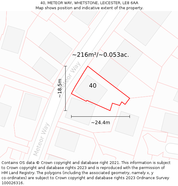 40, METEOR WAY, WHETSTONE, LEICESTER, LE8 6AA: Plot and title map