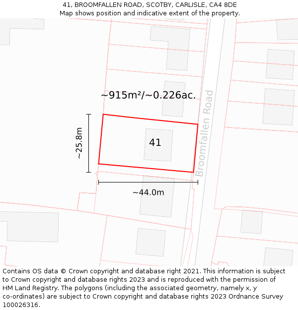 41, BROOMFALLEN ROAD, SCOTBY, CARLISLE, CA4 8DE: Plot and title map