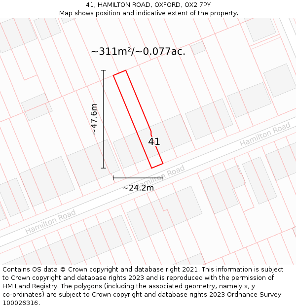 41, HAMILTON ROAD, OXFORD, OX2 7PY: Plot and title map