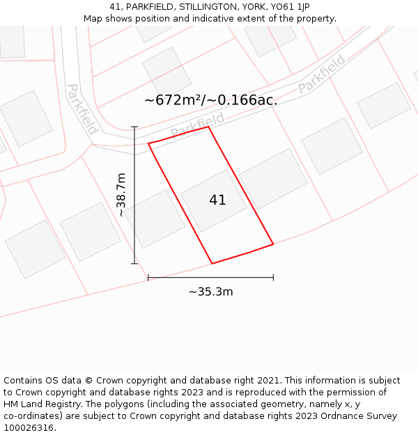 41, PARKFIELD, STILLINGTON, YORK, YO61 1JP: Plot and title map