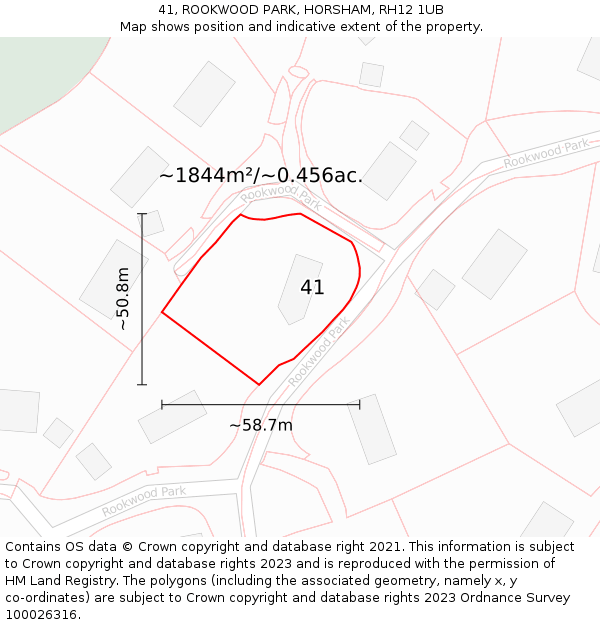 41, ROOKWOOD PARK, HORSHAM, RH12 1UB: Plot and title map