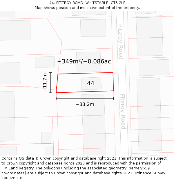 44, FITZROY ROAD, WHITSTABLE, CT5 2LF: Plot and title map