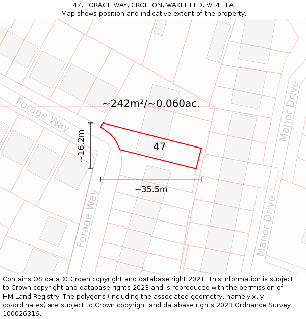 47, FORAGE WAY, CROFTON, WAKEFIELD, WF4 1FA: Plot and title map