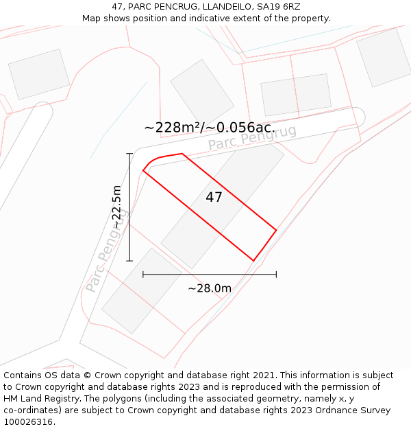 47, PARC PENCRUG, LLANDEILO, SA19 6RZ: Plot and title map