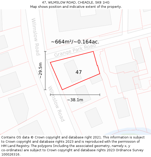 47, WILMSLOW ROAD, CHEADLE, SK8 1HG: Plot and title map