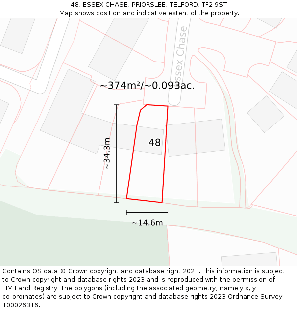 48, ESSEX CHASE, PRIORSLEE, TELFORD, TF2 9ST: Plot and title map