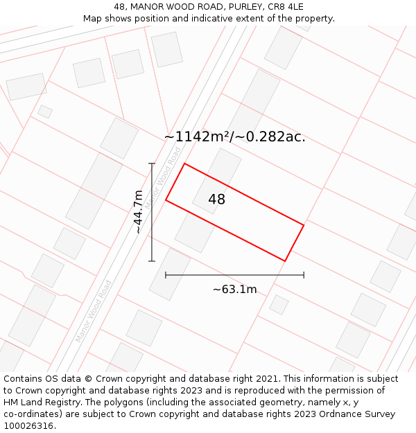 48, MANOR WOOD ROAD, PURLEY, CR8 4LE: Plot and title map