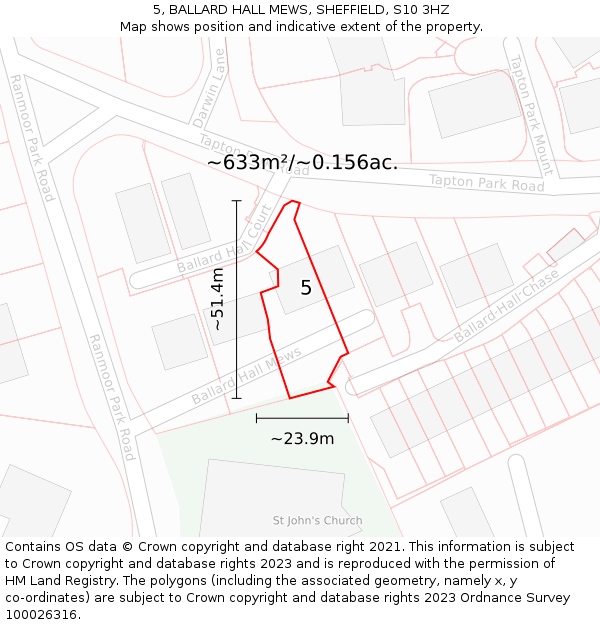 5, BALLARD HALL MEWS, SHEFFIELD, S10 3HZ: Plot and title map