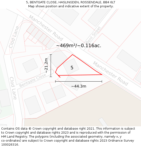 5, BENTGATE CLOSE, HASLINGDEN, ROSSENDALE, BB4 6LT: Plot and title map