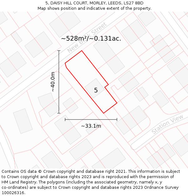 5, DAISY HILL COURT, MORLEY, LEEDS, LS27 8BD: Plot and title map