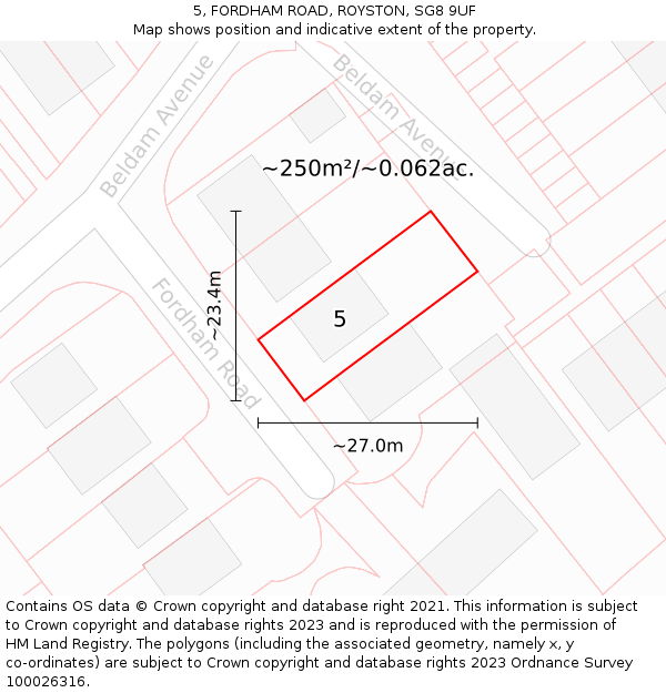 5, FORDHAM ROAD, ROYSTON, SG8 9UF: Plot and title map