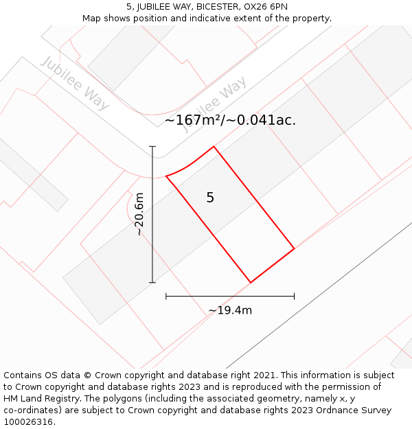 5, JUBILEE WAY, BICESTER, OX26 6PN: Plot and title map