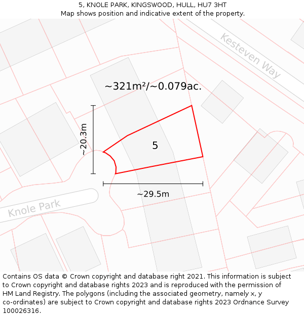 5, KNOLE PARK, KINGSWOOD, HULL, HU7 3HT: Plot and title map