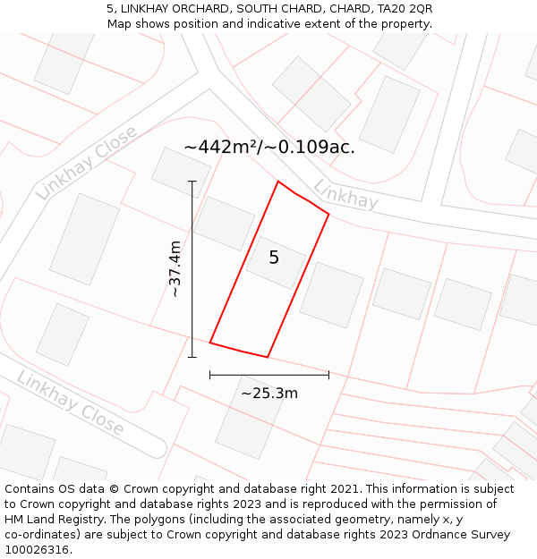 5, LINKHAY ORCHARD, SOUTH CHARD, CHARD, TA20 2QR: Plot and title map