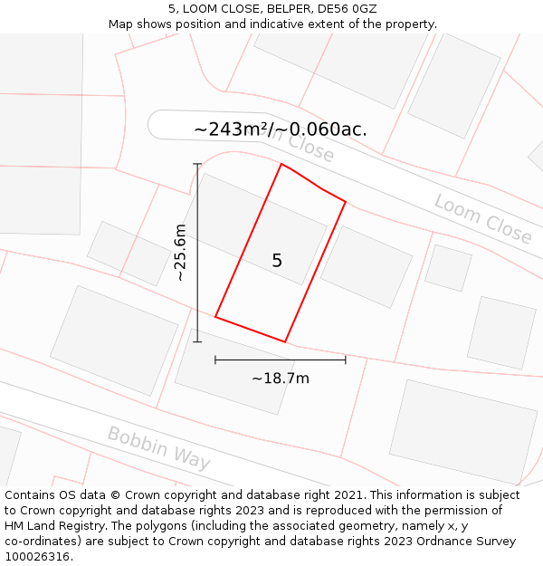 5, LOOM CLOSE, BELPER, DE56 0GZ: Plot and title map