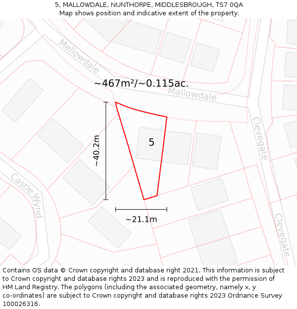 5, MALLOWDALE, NUNTHORPE, MIDDLESBROUGH, TS7 0QA: Plot and title map