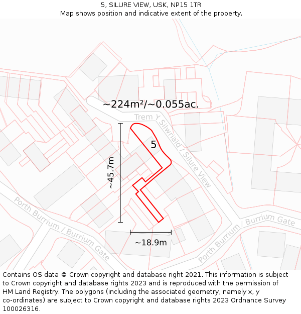 5, SILURE VIEW, USK, NP15 1TR: Plot and title map