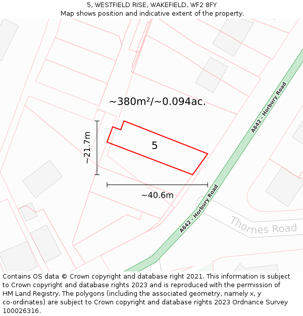 5, WESTFIELD RISE, WAKEFIELD, WF2 8FY: Plot and title map