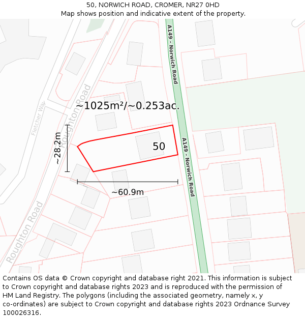 50, NORWICH ROAD, CROMER, NR27 0HD: Plot and title map