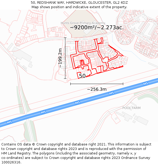 50, REDSHANK WAY, HARDWICKE, GLOUCESTER, GL2 4DZ: Plot and title map