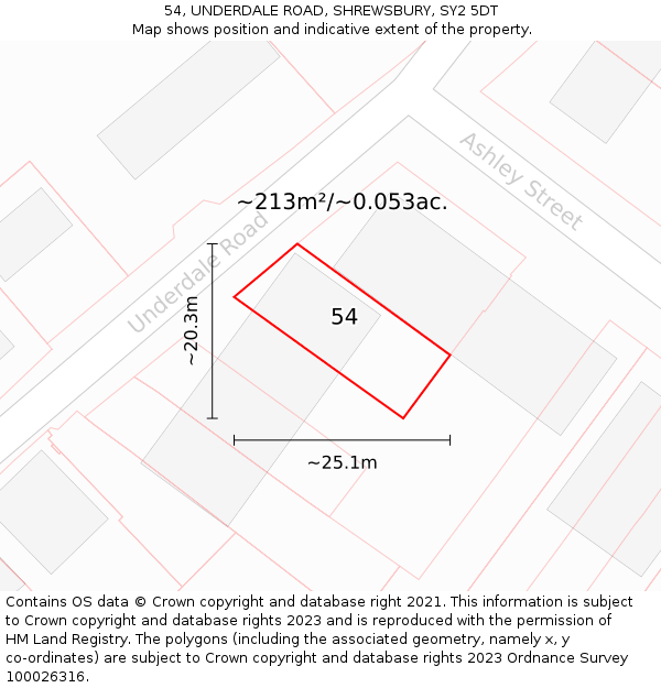 54, UNDERDALE ROAD, SHREWSBURY, SY2 5DT: Plot and title map