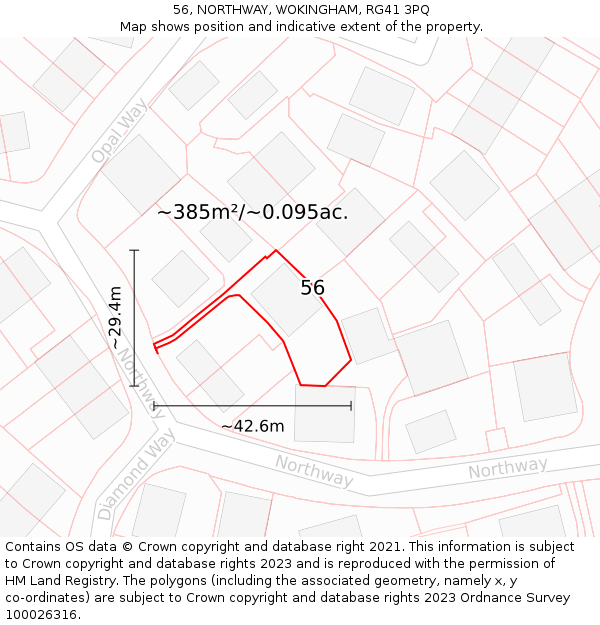 56, NORTHWAY, WOKINGHAM, RG41 3PQ: Plot and title map