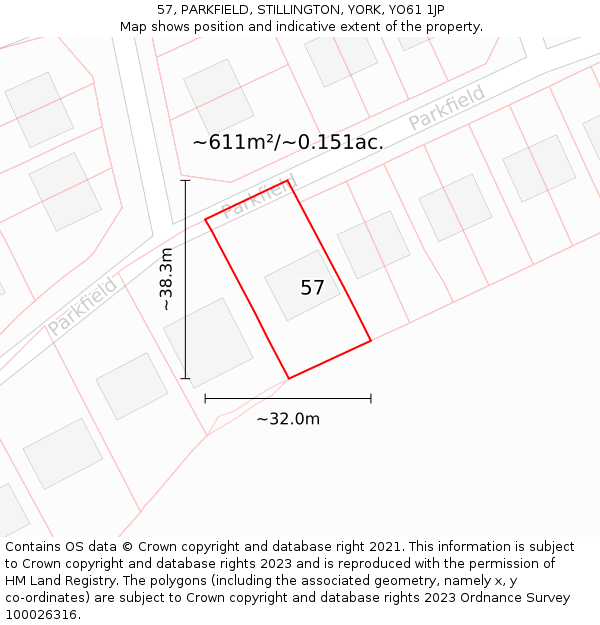 57, PARKFIELD, STILLINGTON, YORK, YO61 1JP: Plot and title map