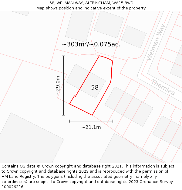 58, WELMAN WAY, ALTRINCHAM, WA15 8WD: Plot and title map