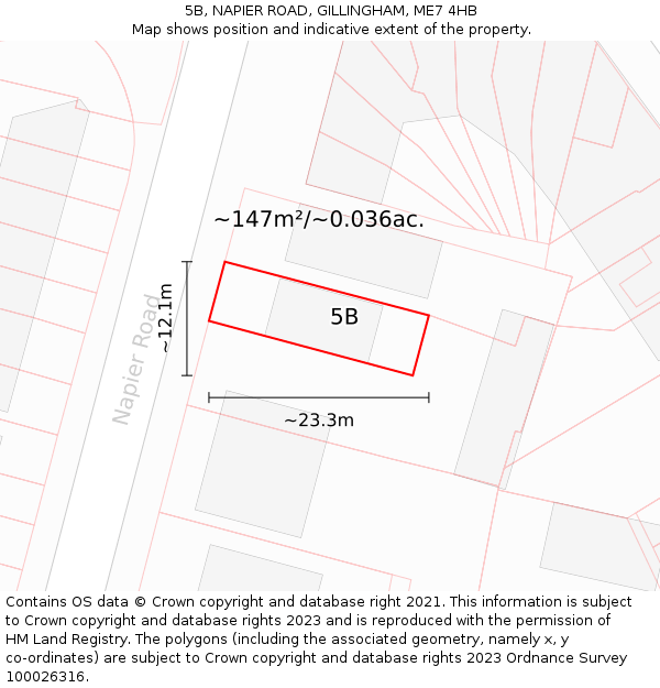 5B, NAPIER ROAD, GILLINGHAM, ME7 4HB: Plot and title map