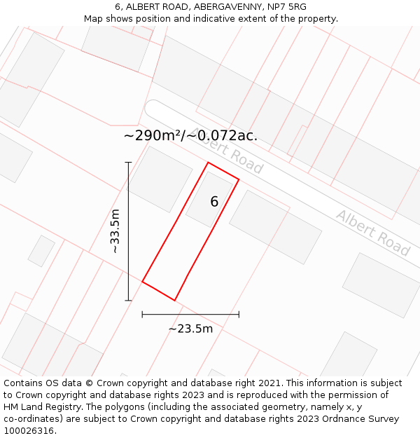 6, ALBERT ROAD, ABERGAVENNY, NP7 5RG: Plot and title map