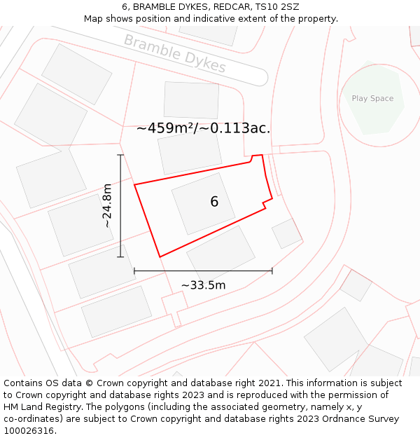 6, BRAMBLE DYKES, REDCAR, TS10 2SZ: Plot and title map