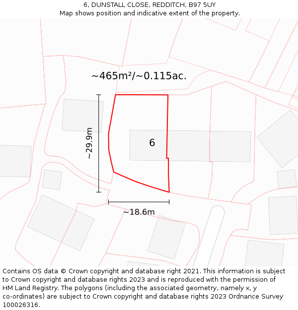 6, DUNSTALL CLOSE, REDDITCH, B97 5UY: Plot and title map