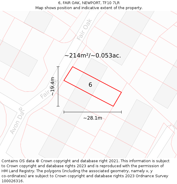 6, FAIR OAK, NEWPORT, TF10 7LR: Plot and title map