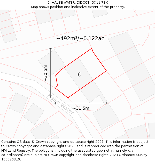 6, HALSE WATER, DIDCOT, OX11 7SX: Plot and title map