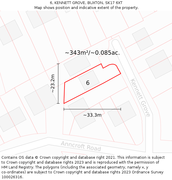 6, KENNETT GROVE, BUXTON, SK17 6XT: Plot and title map