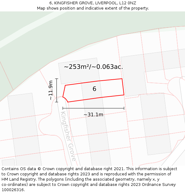 6, KINGFISHER GROVE, LIVERPOOL, L12 0NZ: Plot and title map