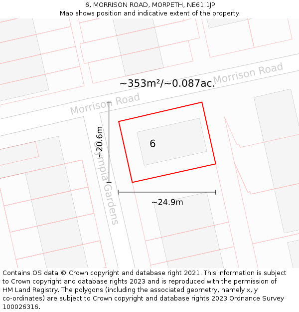 6, MORRISON ROAD, MORPETH, NE61 1JP: Plot and title map