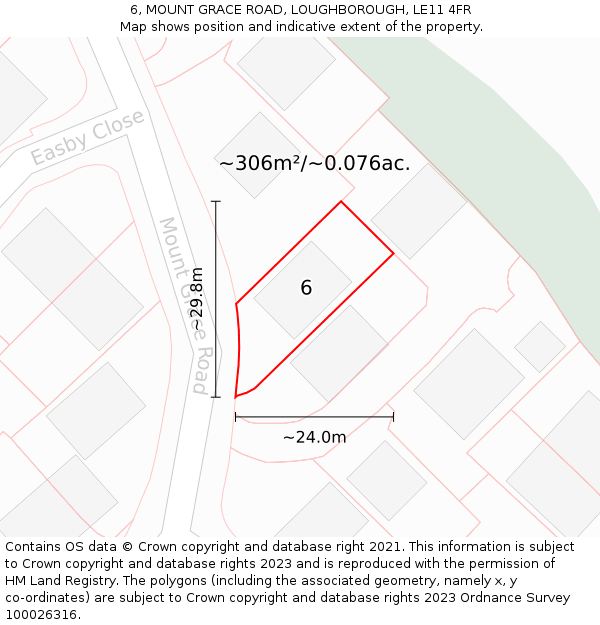 6, MOUNT GRACE ROAD, LOUGHBOROUGH, LE11 4FR: Plot and title map