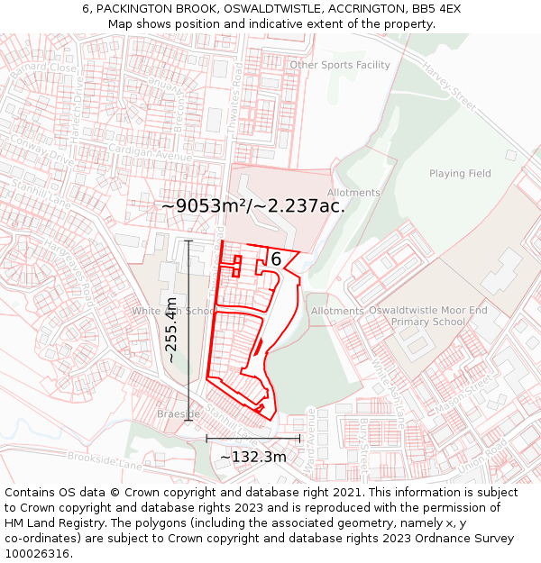 6, PACKINGTON BROOK, OSWALDTWISTLE, ACCRINGTON, BB5 4EX: Plot and title map