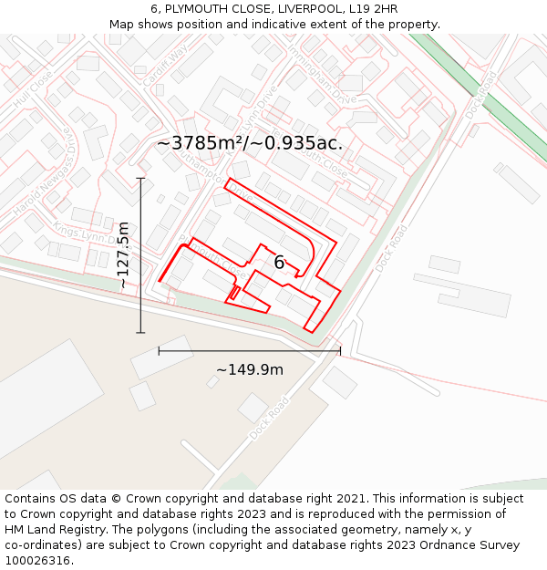 6, PLYMOUTH CLOSE, LIVERPOOL, L19 2HR: Plot and title map