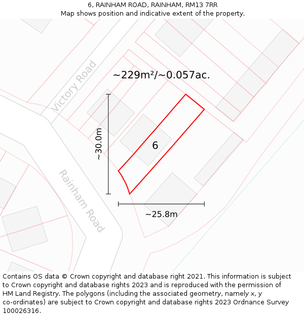 6, RAINHAM ROAD, RAINHAM, RM13 7RR: Plot and title map